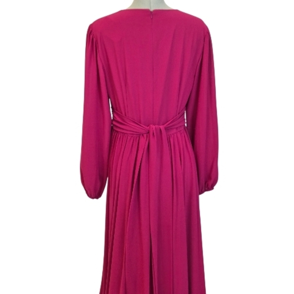 Mikael Aghal Fuchsia Long Sleeve Maxi Gown, Size 8, NWT - Picture 5 of 8